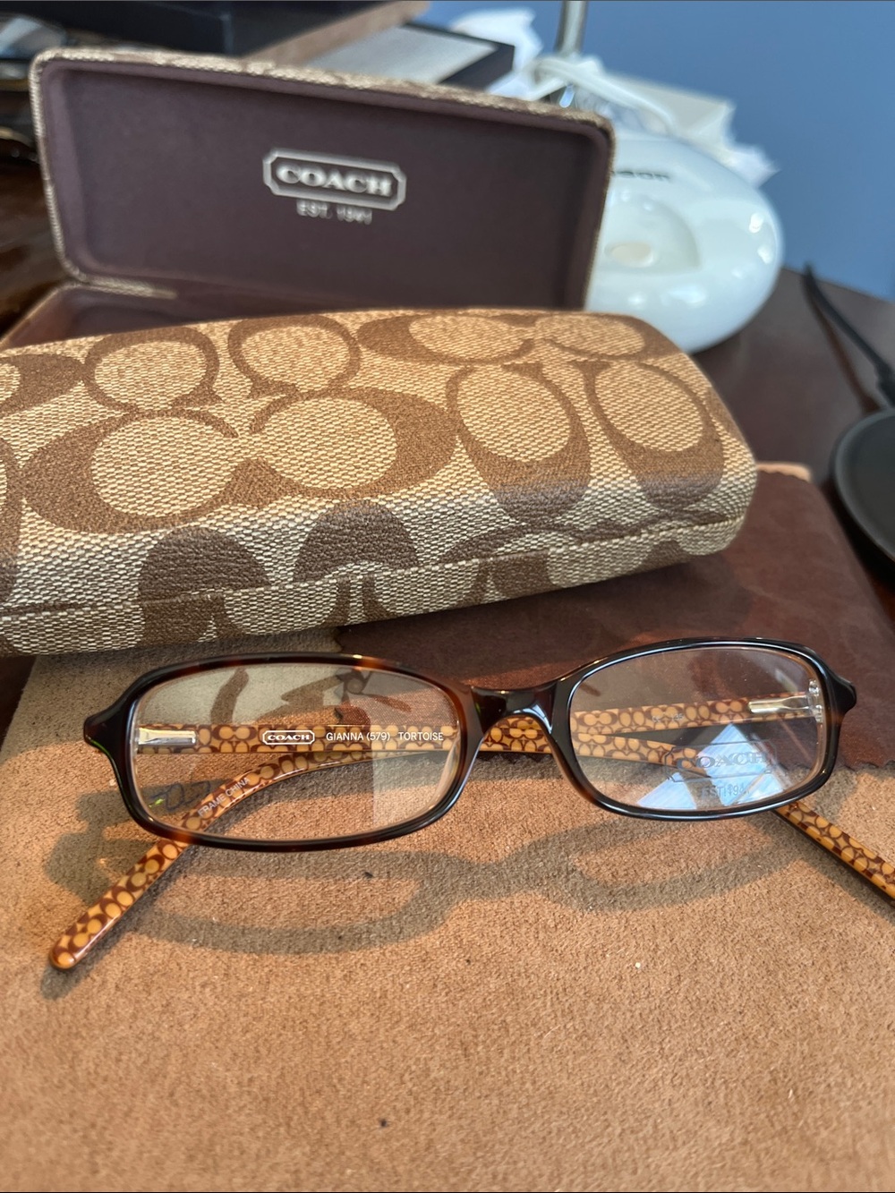 Coach Gianna 579 Tortoise front w. Carmel inside! Bling temple Authentic “New”